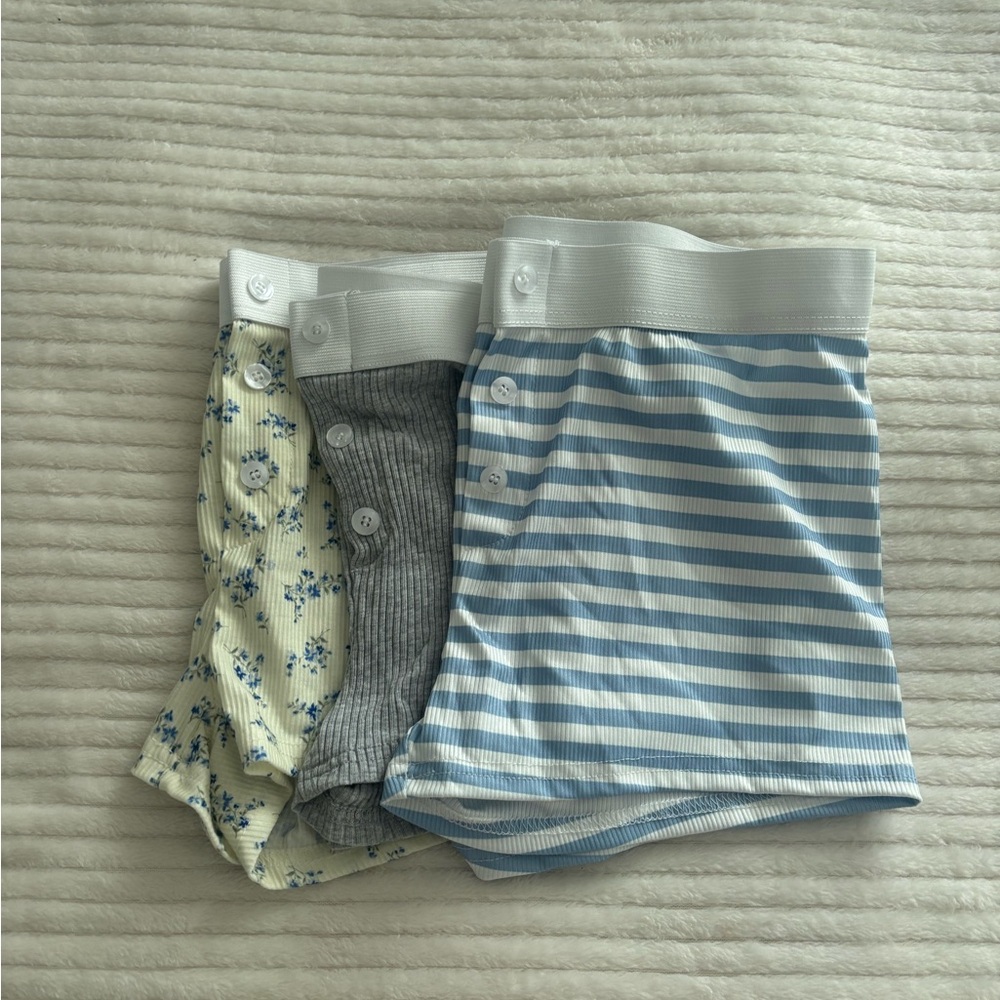 shein ribbed button shorts 3-pack